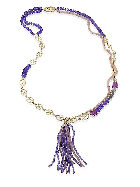 Jordan Alexander - Diamond, Tanzanite, Amethyst, Opal & 18K Yellow Gold Tassel Necklace