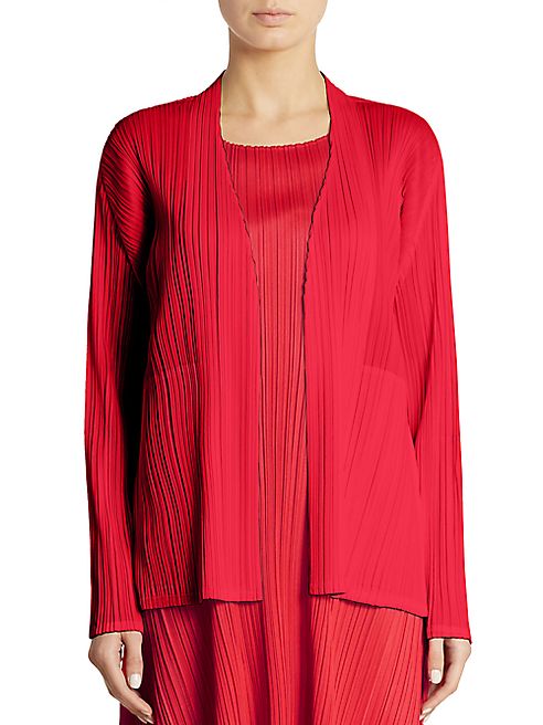 Pleats Please Issey Miyake - Open-Front Pleated Cardigan