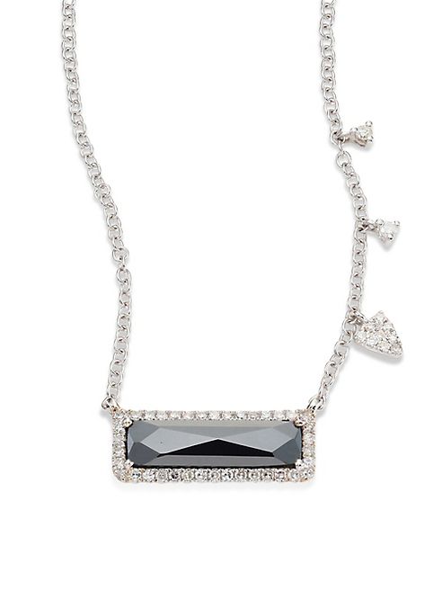 Meira T - Diamond, Hematite & 14K White Gold Pendant Necklace