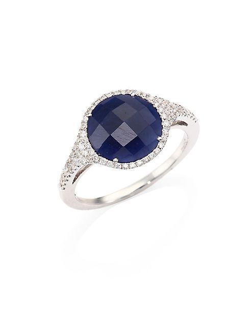 Meira T - Diamond, Blue Sapphire & 14K White Gold Ring