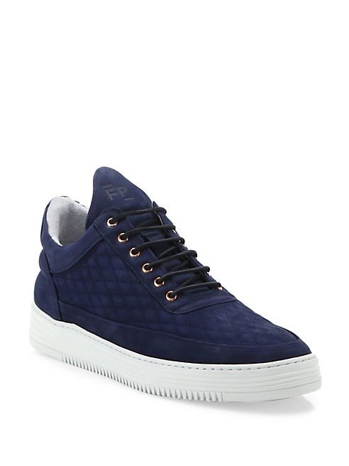 Filling Pieces - Quilted Diamond Leather Low-Top Sneakers