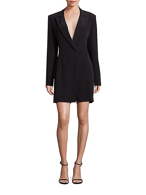 DKNY - Faille Deep V-Neck Romper