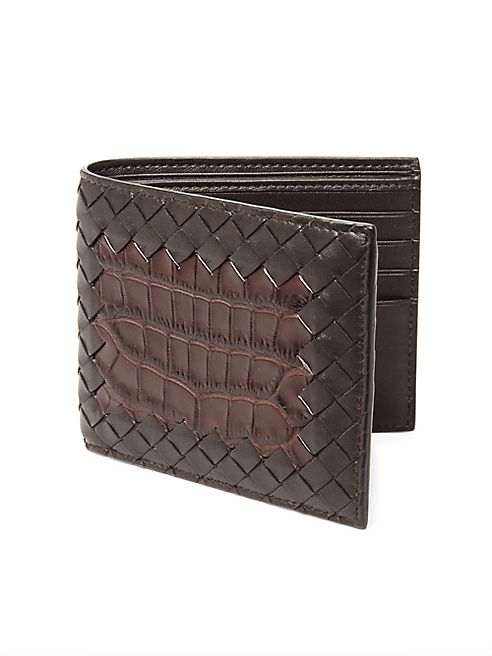 Bottega Veneta - Ebanobianc Woven Leather Wallet