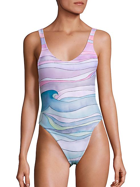 Mara Hoffman - Waves Low Back One-Piece Swimsuit