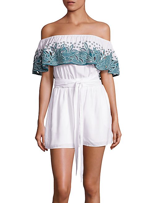 Mara Hoffman - Embroidered Off-the-Shoulder Romper