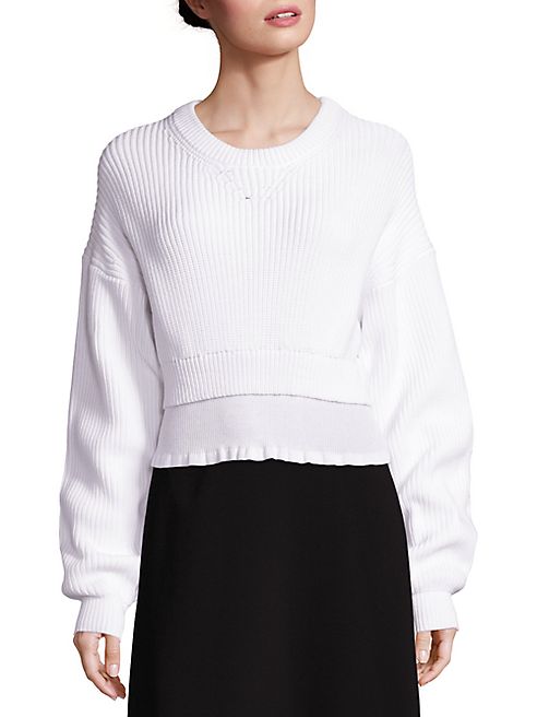 Alexander Wang - Cropped Crewneck Ribbed Sweater