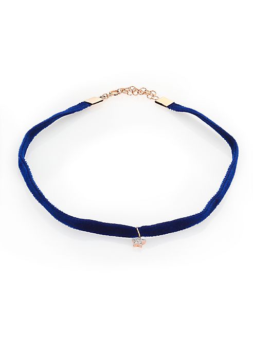 Kismet by Milka - White Star Diamond, 14K Rose Gold & Velvet Choker