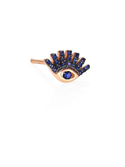 Kismet by Milka - Evil Eye Blue Sapphire & 14K Rose Gold Single Stud Earring