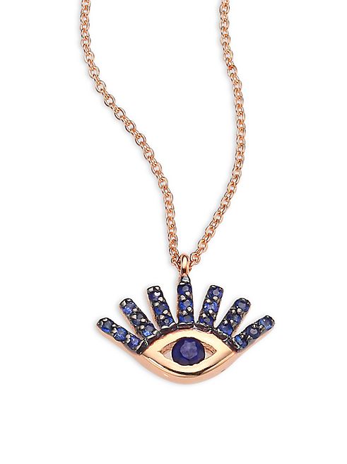 Kismet by Milka - Evil Eye Blue Sapphire & 14K Rose Gold Pendant Necklace