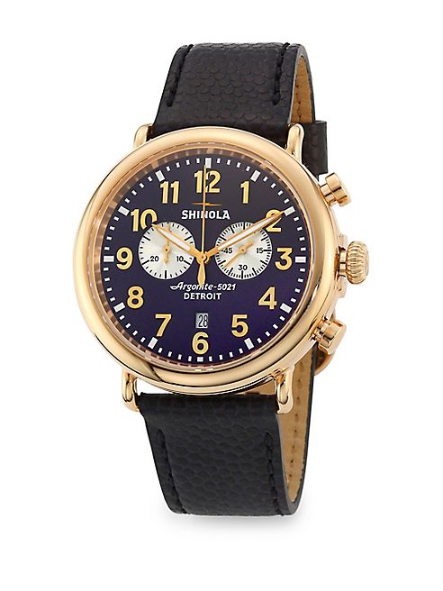 Shinola - Runwell Chronograph PVD Rosegold Leather Strap Watch