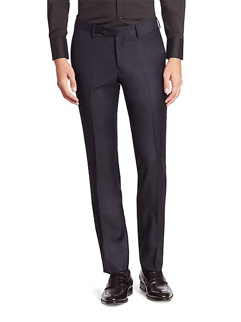 Emporio Armani - Flat Front Wool Pants