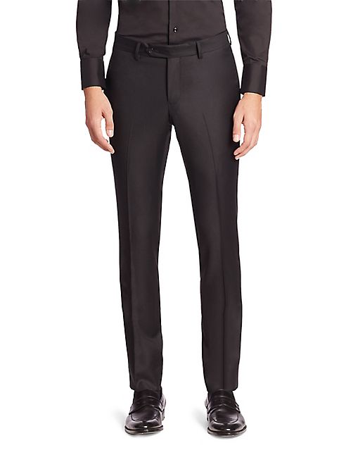 Emporio Armani - Flat Front Wool Pants