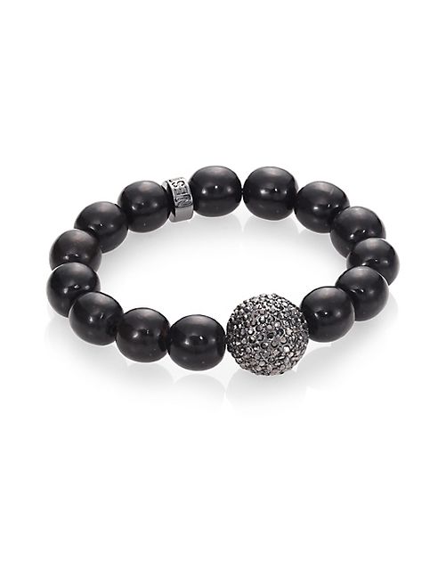 Nest - Black Horn & Hematite Beaded Stretch Bracelet