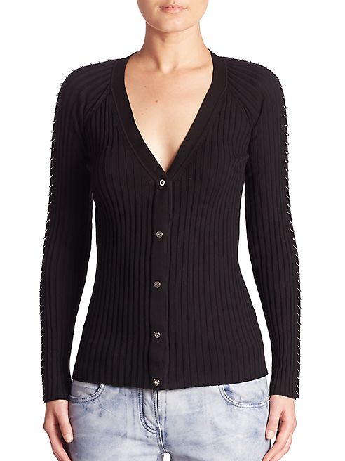 Alexander Wang - Pierced Ribbed Cotton Cardigan