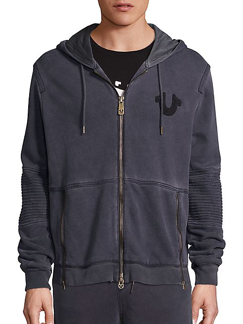 True Religion - Moto Ribbed Panel Hoodie