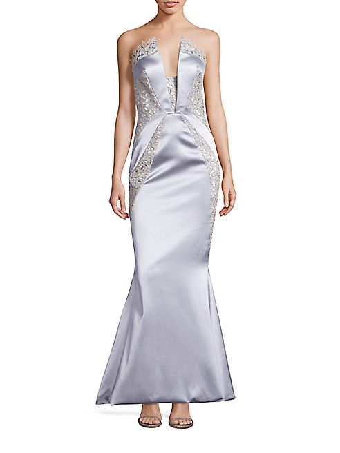 Rubin Singer - Strapless Lace Inset Mermaid Gown