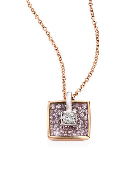 Plevé - Opus Diamond & 18K Yellow Gold Cushion Pendant Necklace