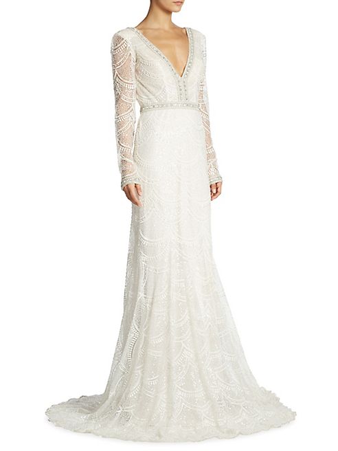 Berta - Embellished Lace Gown