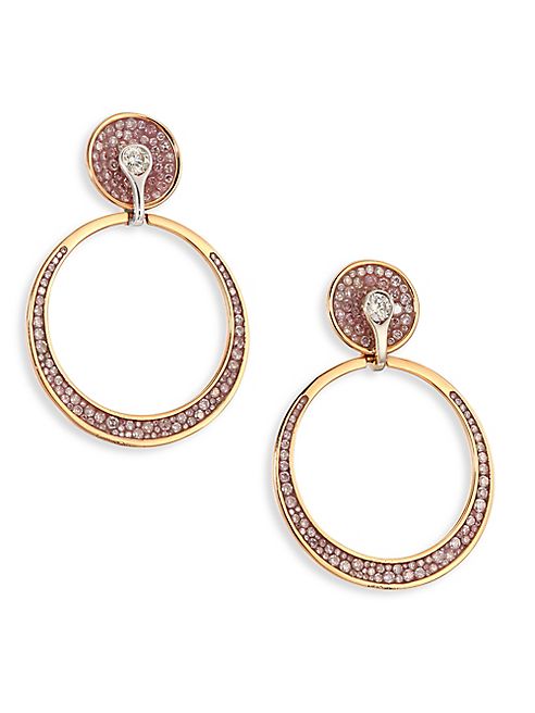 Plevé - Pink Burst Diamond & 18K Yellow Gold Opus Hoop Earrings/0.6