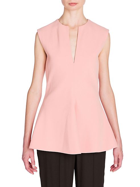 Marni - Split-Neckline Crepe Peplum Top