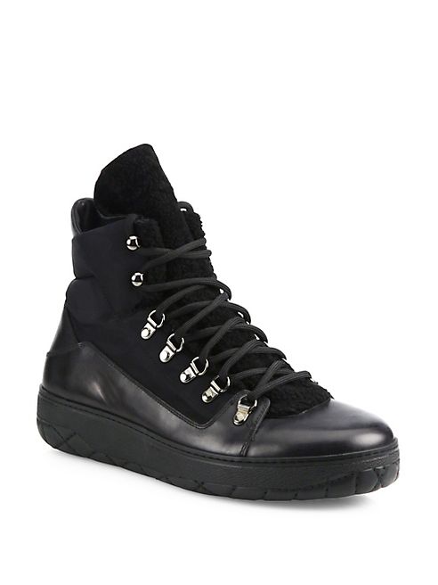 Moncler - Aile Froide Shearling Panel Lace-Up Boots