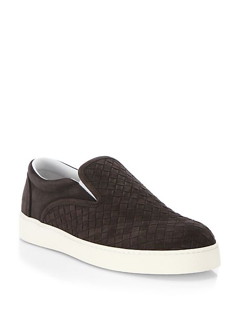 Bottega Veneta - Dodger Intrecciato Woven Suede Slip-On Sneakers