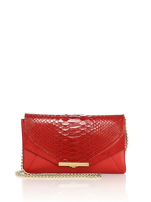 Khirma New York - Roya Leather & Python Envelope Clutch