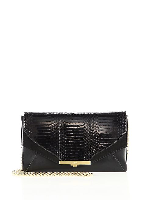 Khirma New York - Roya Leather & Python Envelope Clutch