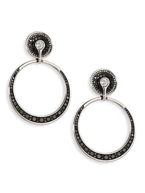 Plevé - Black Burst Diamond & 18K White Gold Opus Hoop Earrings