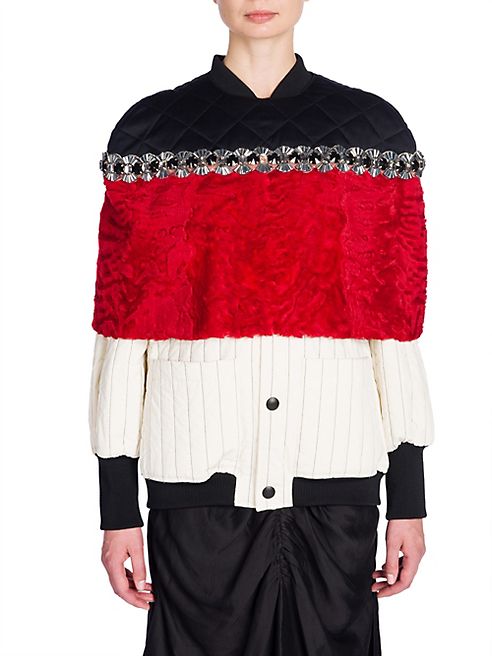 Marni - Quilted & Embellished Astrakhan Lamb Fur Cape