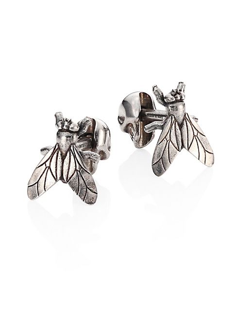 Alexander McQueen - Antique Silvertone Brass Fly & Skull Cuff Links