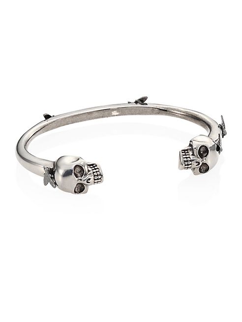 Alexander McQueen - Silvertone Brass Skull & Flies Bracelet