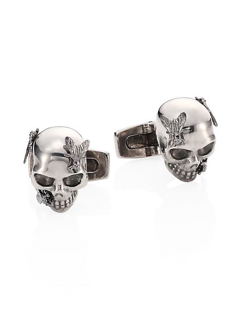 Alexander McQueen - Silvertone Brass Fly & Skull Cuff Links