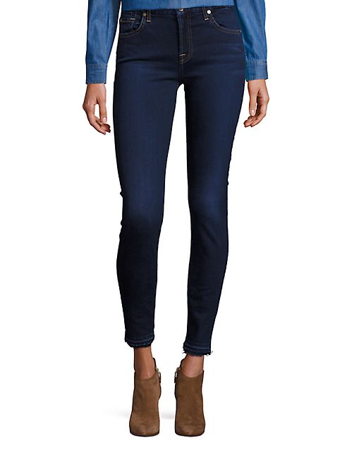 7 For All Mankind - b(air) Raw-Edge Ankle Skinny Jeans