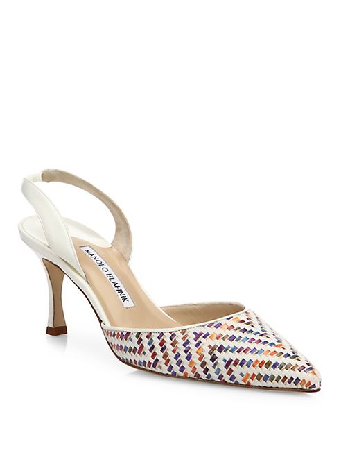 Manolo Blahnik - Carolyne Raffia Slingbacks