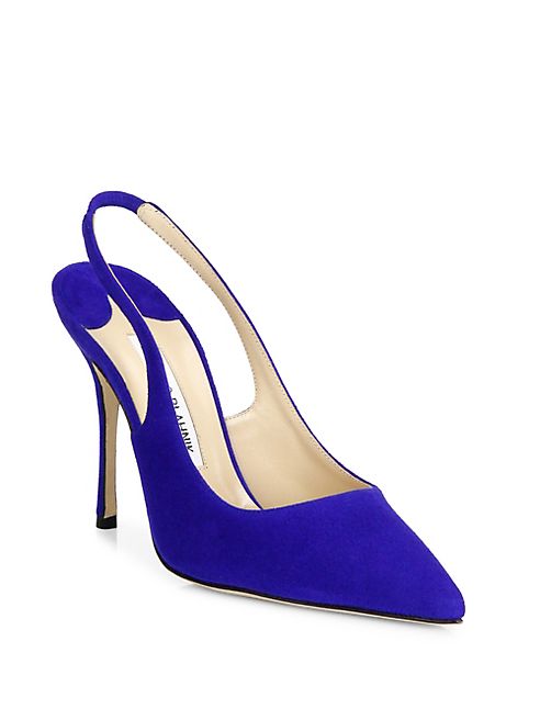 Manolo Blahnik - Aziamo Suede Point Toe Slingbacks