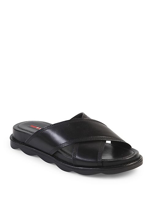 Prada - Leather Crisscross Slides