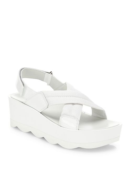 Prada - Crisscross Wedge Slingback Sandals