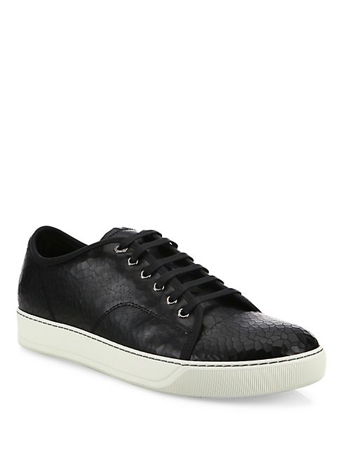 Lanvin - Cracked Patent Leather Low-Top Sneakers