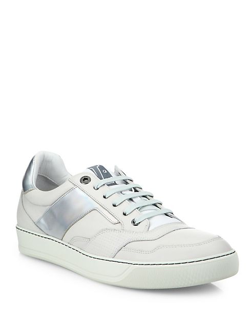 Lanvin - Striped   Leather Sneakers