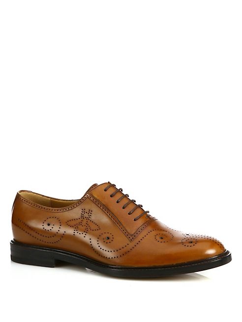 Gucci - Bee Brogue Leather Oxfords