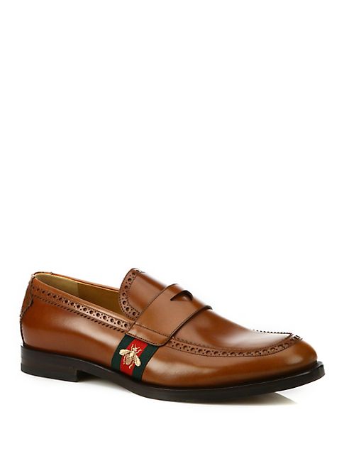 Gucci - Web Leather Loafers