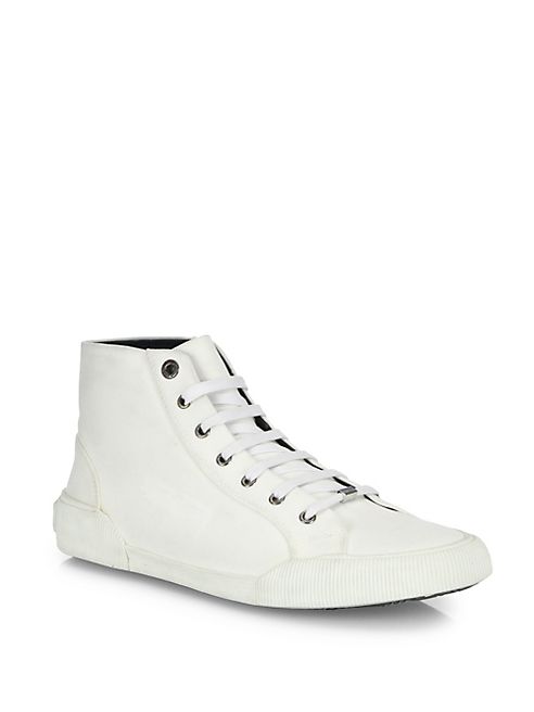 Lanvin - Destroyed Canvas Mid-Top Sneakers