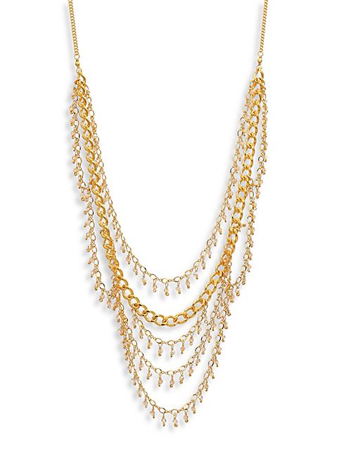 Chan Luu - Draped Chain & Crystal Multi-Row Necklace