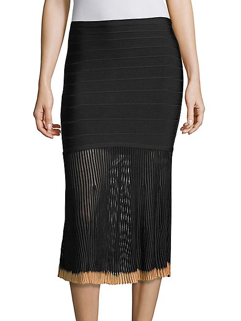 Herve Leger - Pleated Knit Skirt