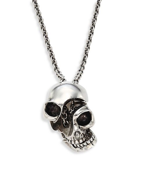 Alexander McQueen - Silvertone Brass Skull Pendant Necklace