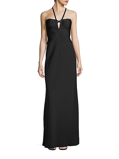 Herve Leger - Solid Halter Gown