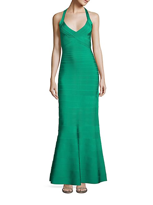 Herve Leger - A-Line Halter Gown