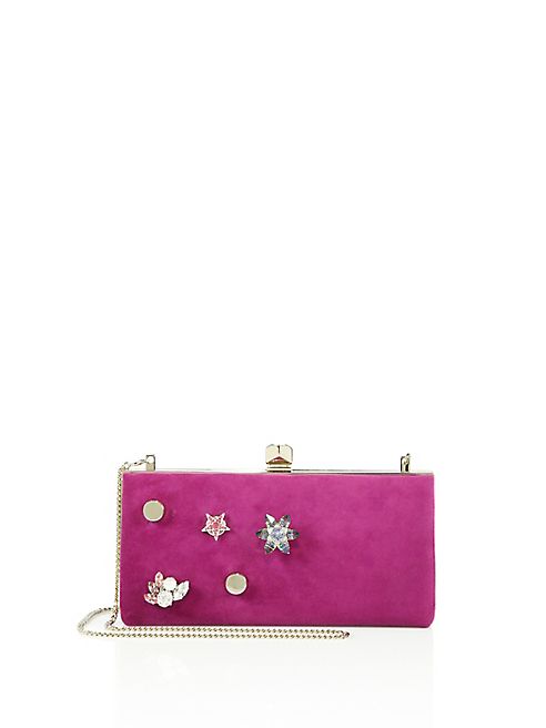 Jimmy Choo - Celeste Crystal Button Suede Clutch