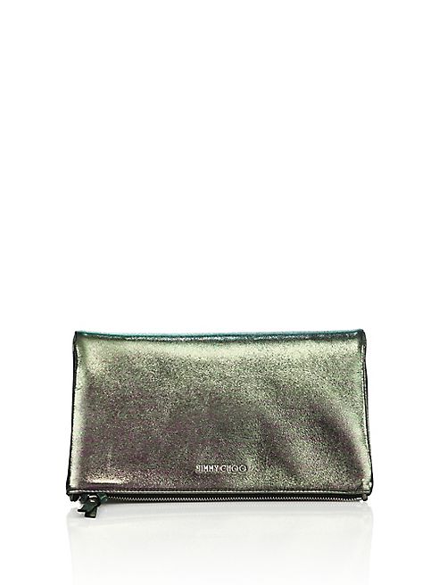 Jimmy Choo - Nyla Iridescent Shimmered Leather Fold-Over Clutch